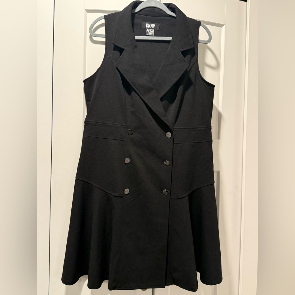 DKNY Black Double-Breasted Midi Dress